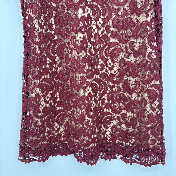 Altar'd State Burgundy Lace Overlay Dress, Sz Large, Choker Funeral Wedding - Picture 7 of 10